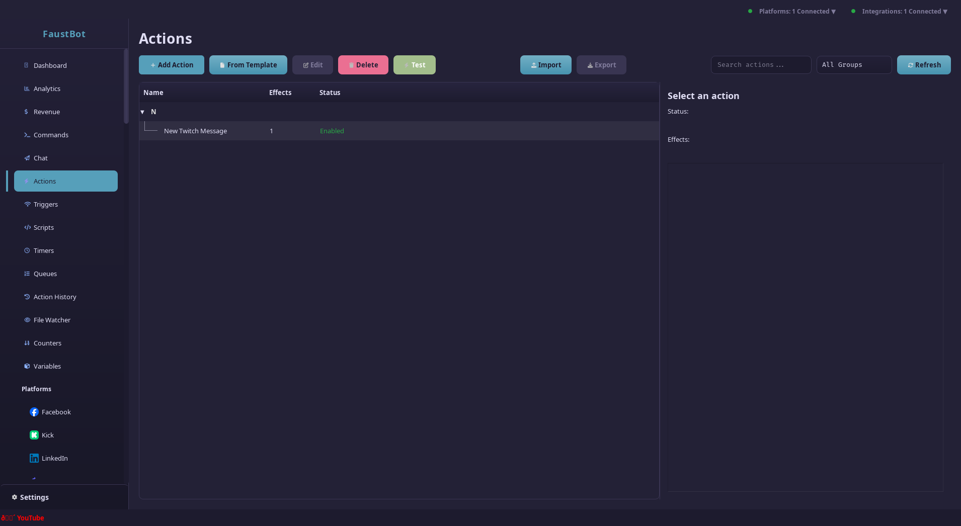 Adding script effect to an action