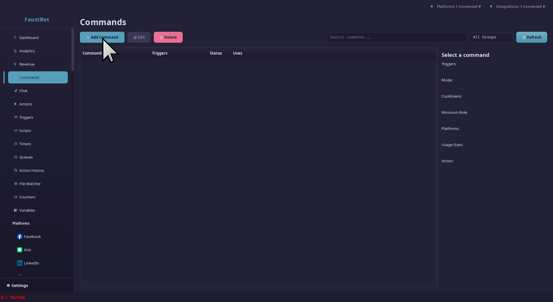 Click to add a new command