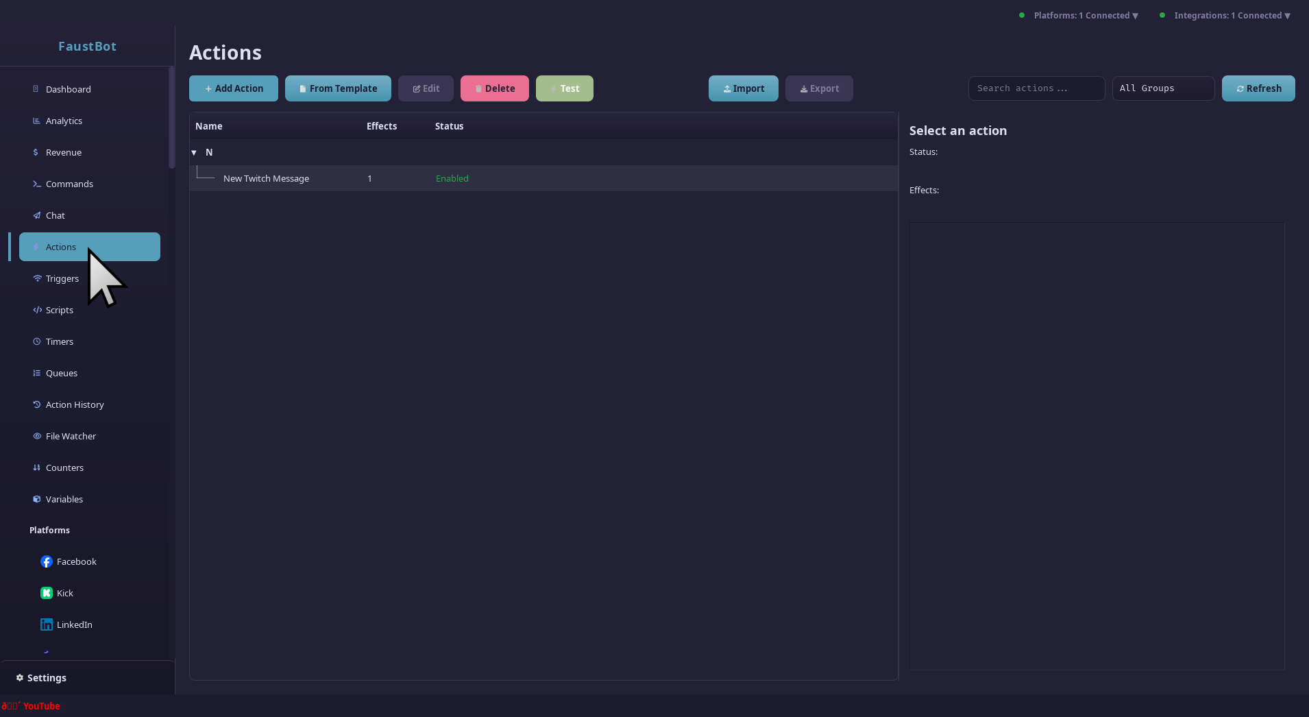 Click Actions in the sidebar