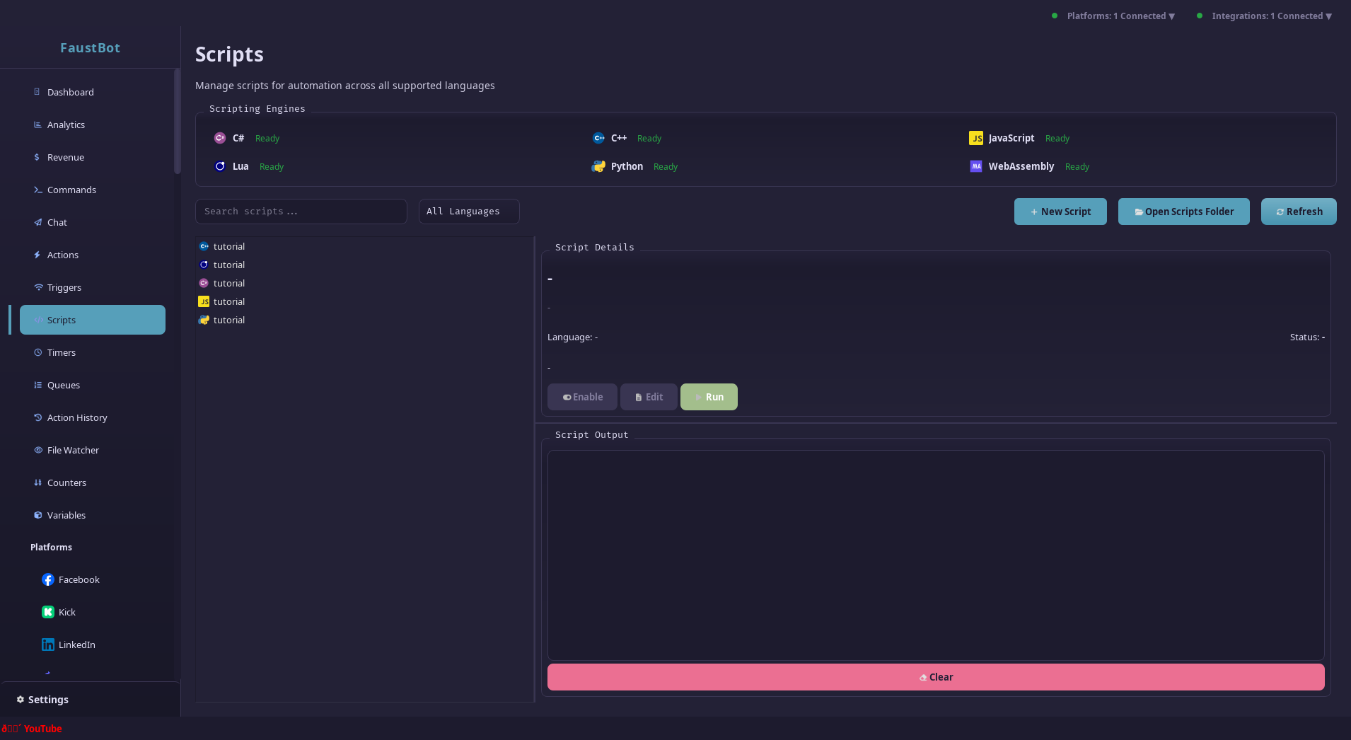 Script editor interface