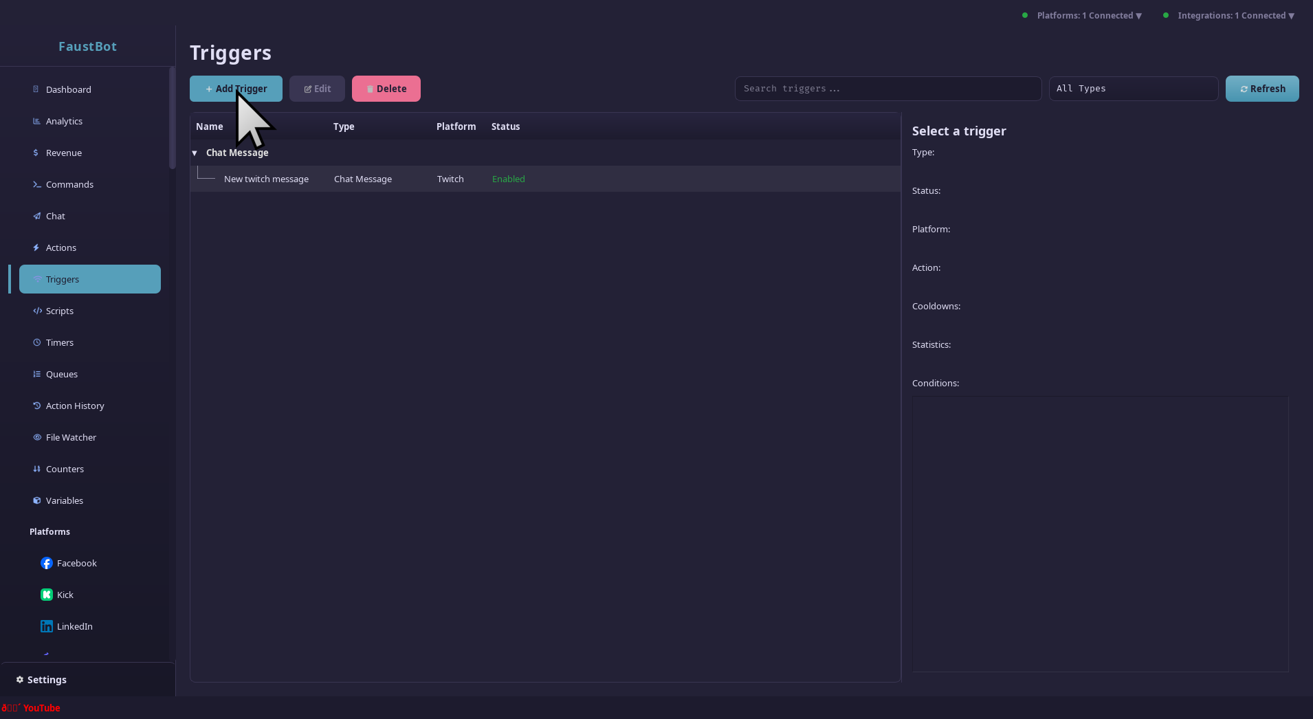 Click to add a new trigger